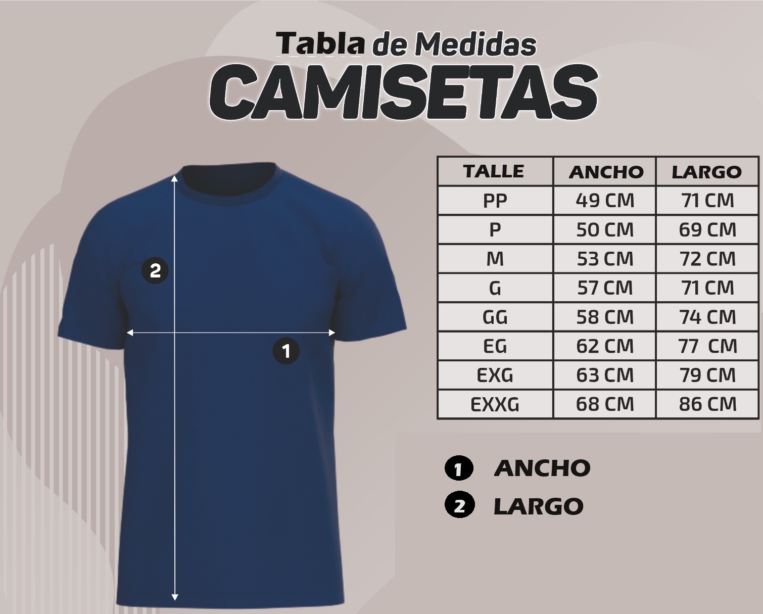 Tabla de talles masculina