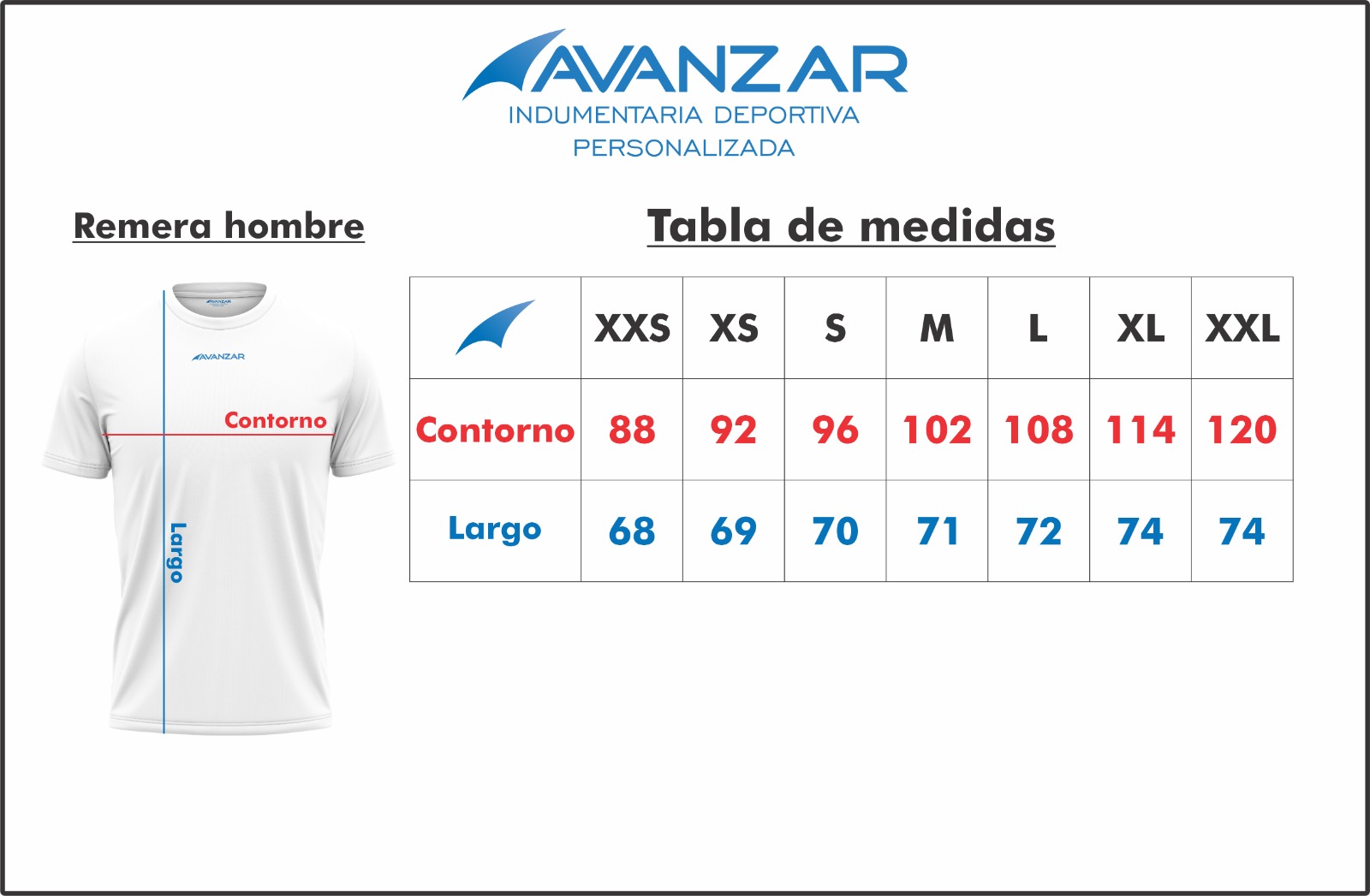 Tabla de talles hombre - Media Maratón de Rocha