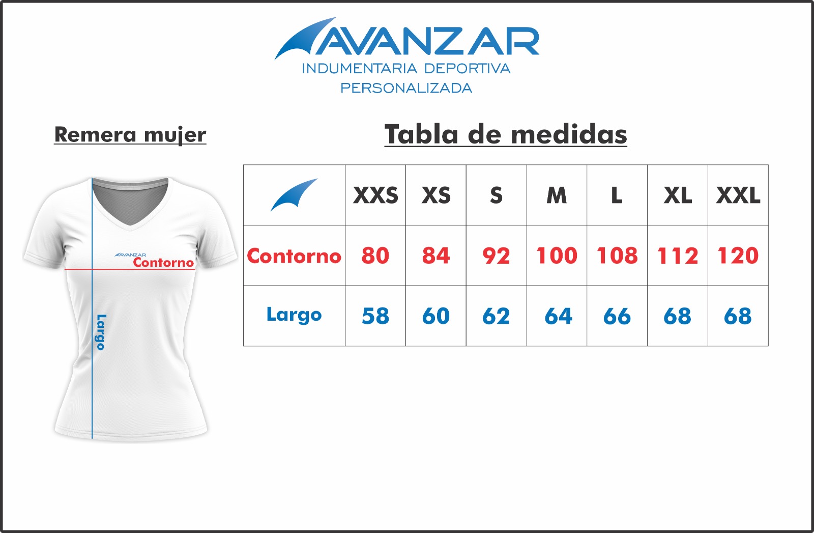 Tabla de talles mujer - Media Maratón de Rocha